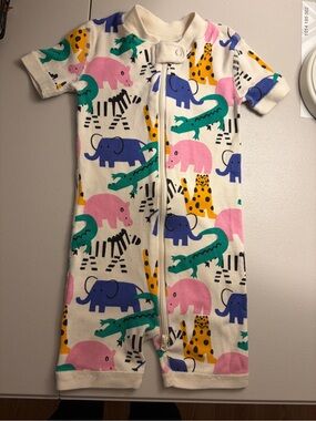 Hanna Andersson 2T Organic Cotton Animal Print Romper 2-Way Zip